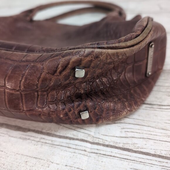 Le Tanneur Brown Crocodile Leather Handbag - Picture 6 of 9